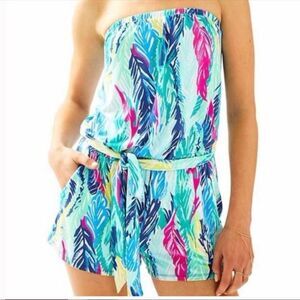 LILLY PULITZER | Strapless Belted Ritz Romper in Light As A Feather Women’s XS